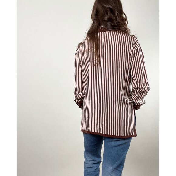 Vintage 100% Silk Button Down Long Tunic Top Blouse Print Oversized Relaxed Fit - Picture 4 of 9